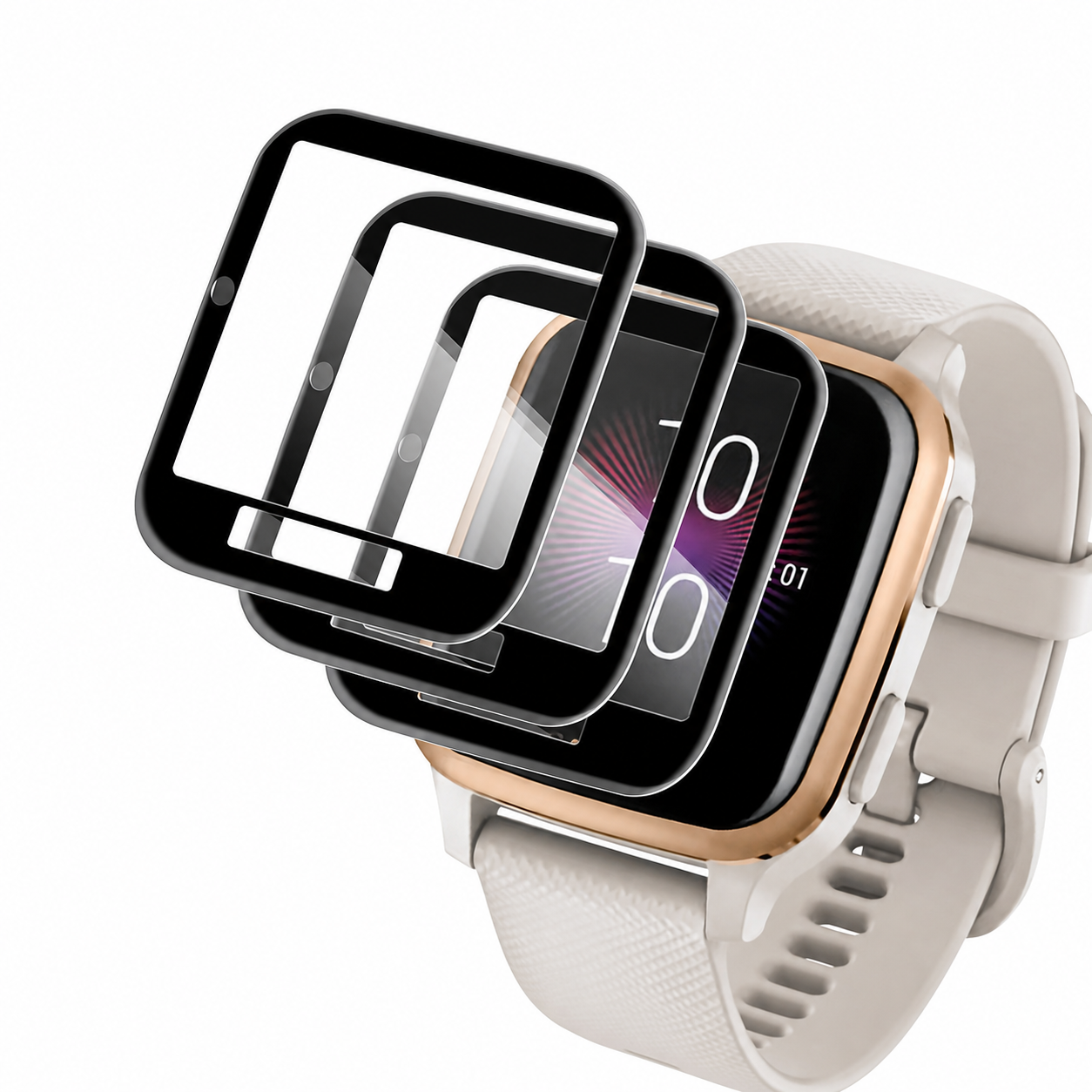 2X For Garmin Venu SQ Music Screen Protector 3D Full Cover Glass Film Watch – clean white background main image
