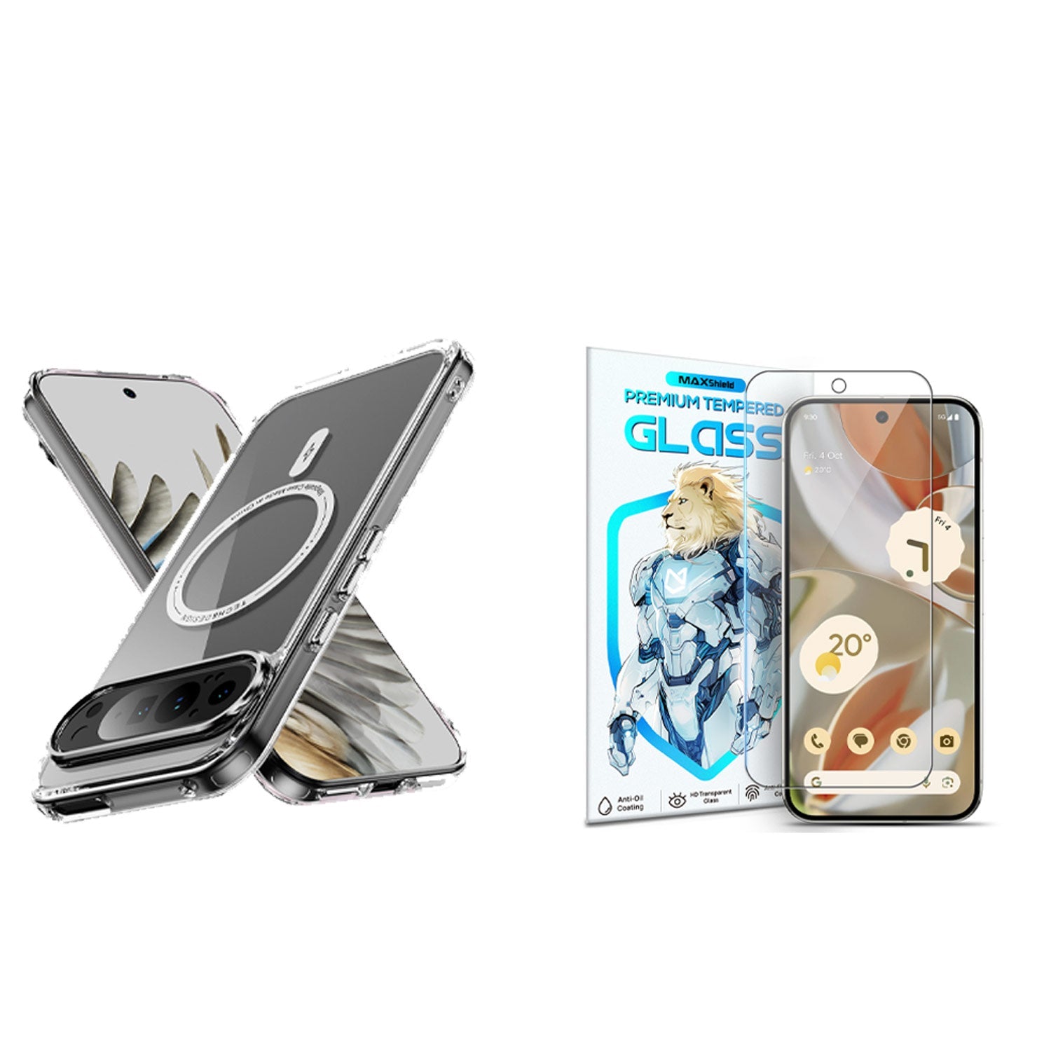 For Google Pixel 9 Pro XL Case Shockproof Clear Magnet Cover + Screen Protector