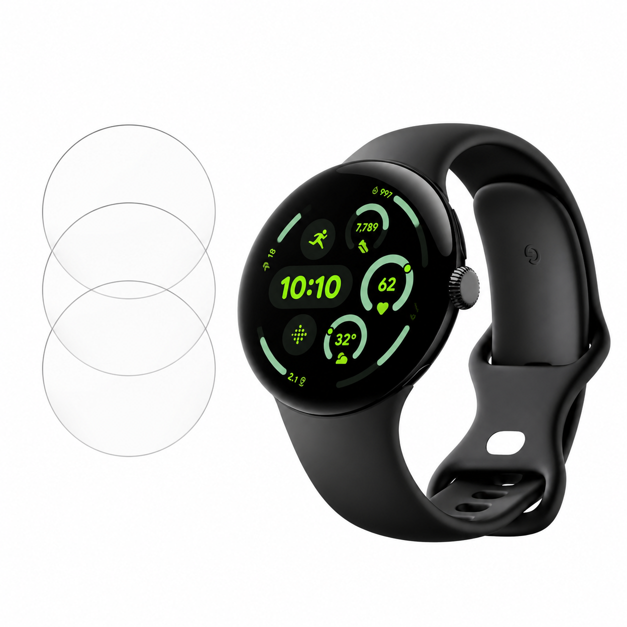 3x For Google Pixel Watch 3 2 Screen Protector Hydrogel Full Coverage Clear Film – clean white background main image