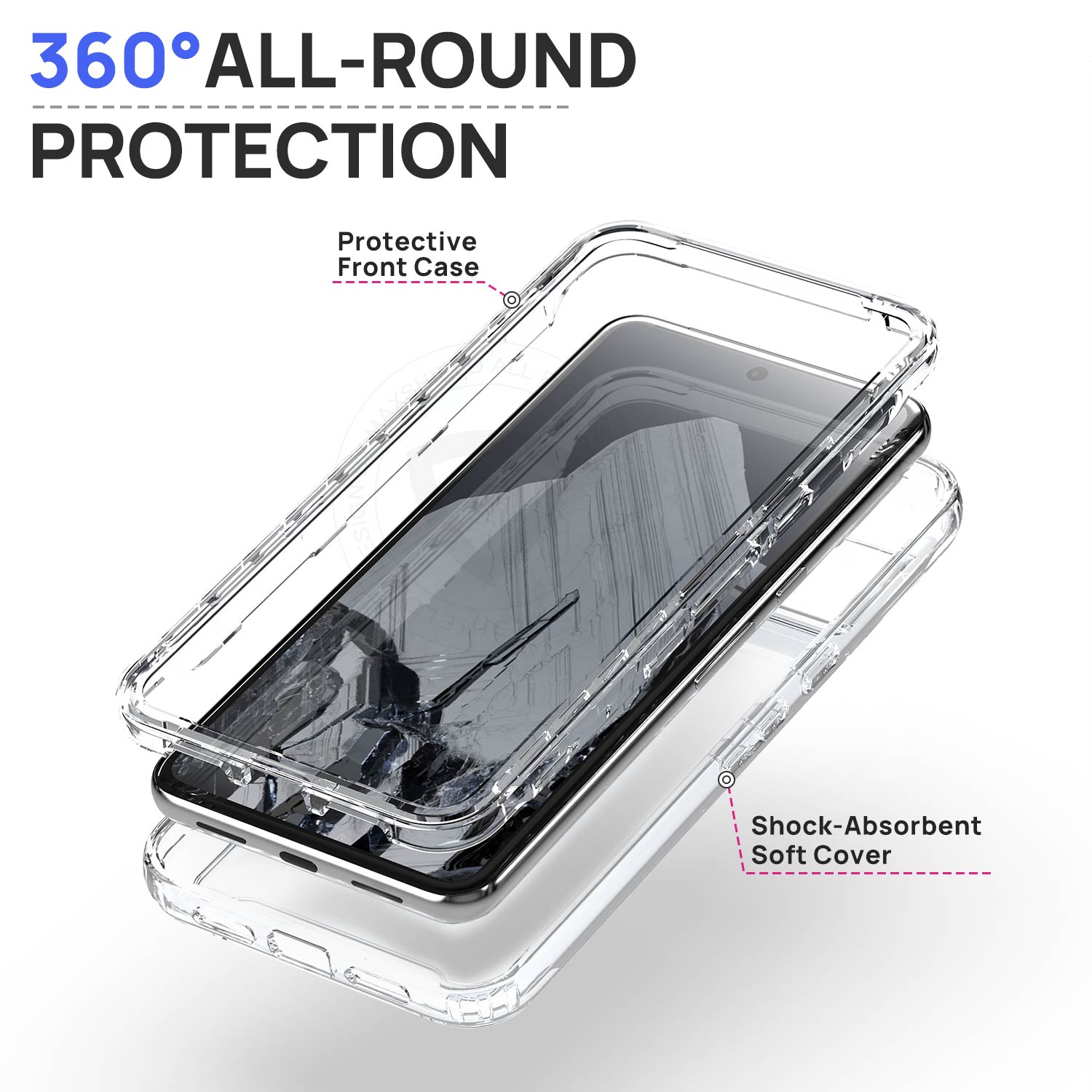 Military Grade Protection Crystal Clear Pixel 8/8 Pro Case With Extra Front Cover