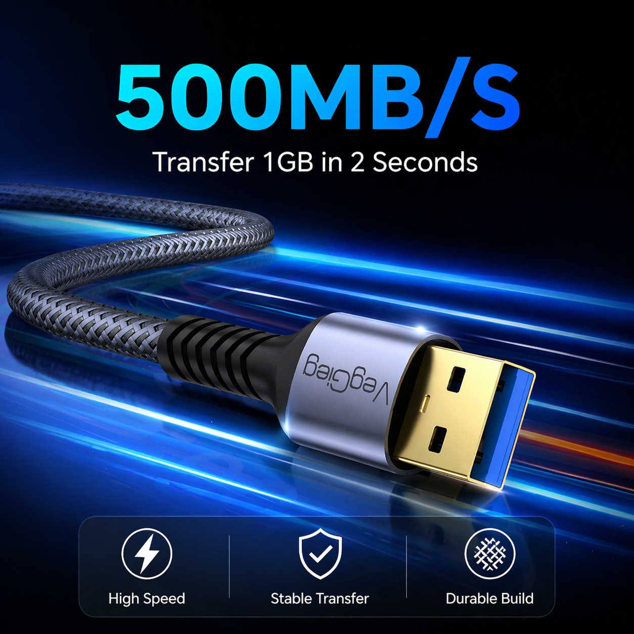 Braided USB 3.0 Extension Cable – Grey - image 8
