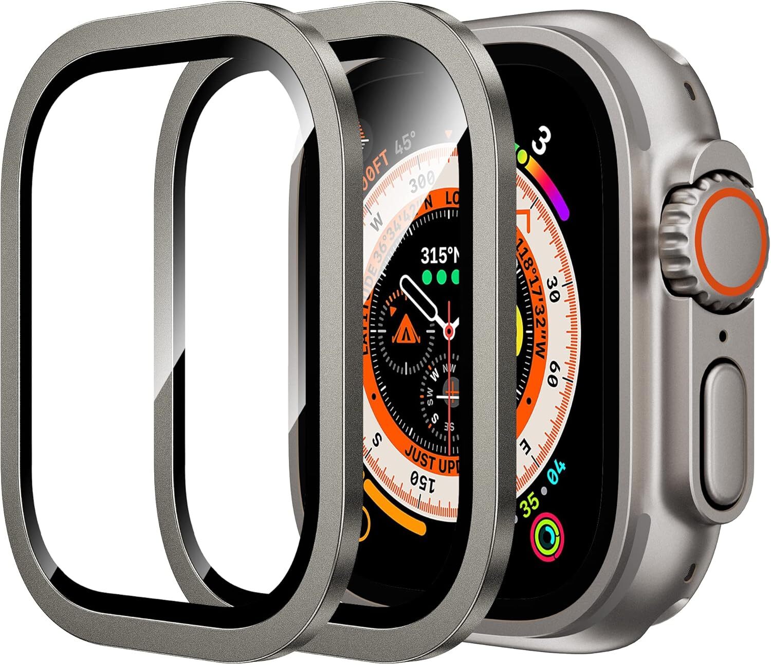 2 Pack Clear Glass Screen Protector with Metal Frame for Apple Watch Ultra - image 2