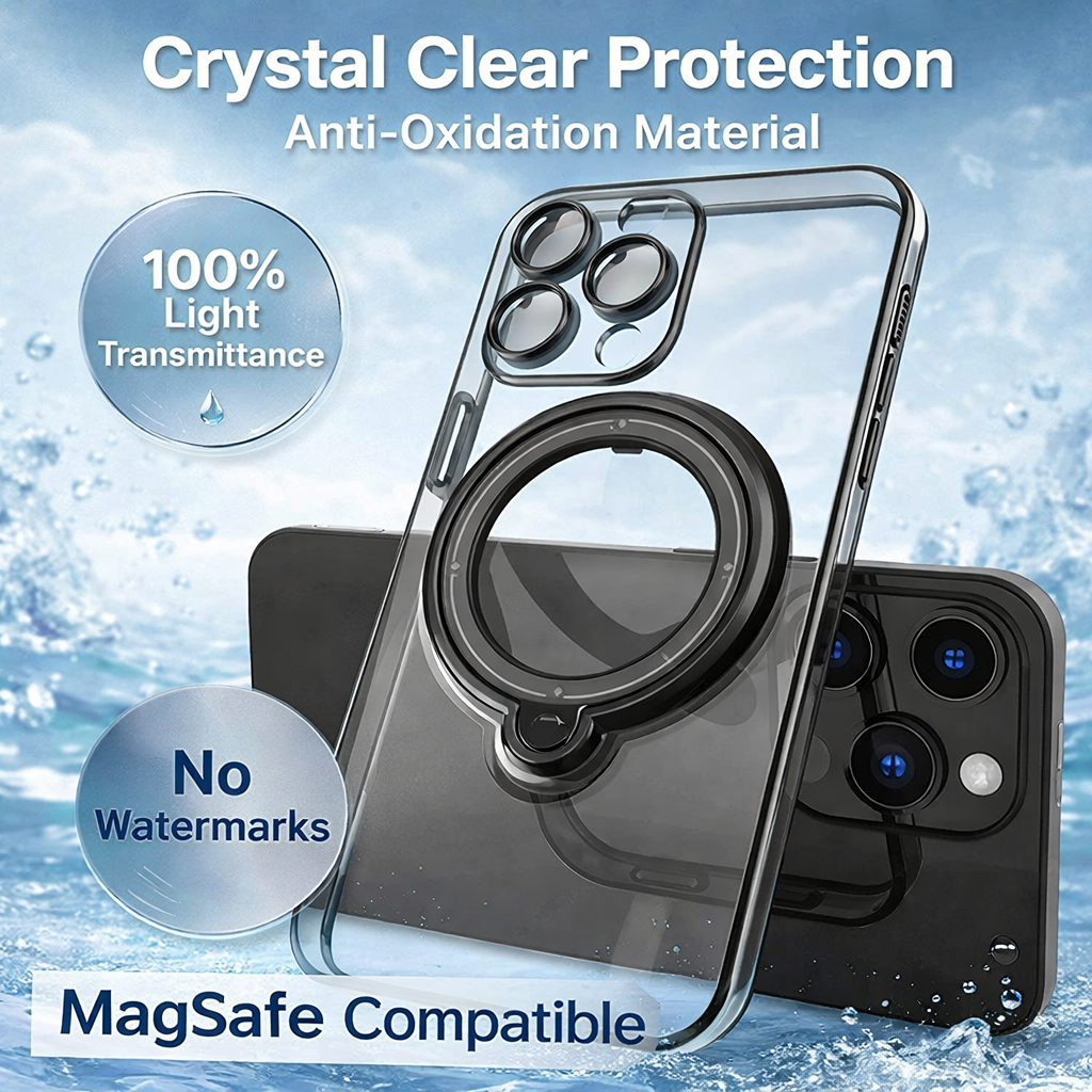 For iPhone 18 Pro Max Case, Compatible with MagSafe - 360-Degree Rotating Stand, Case Only, Pink