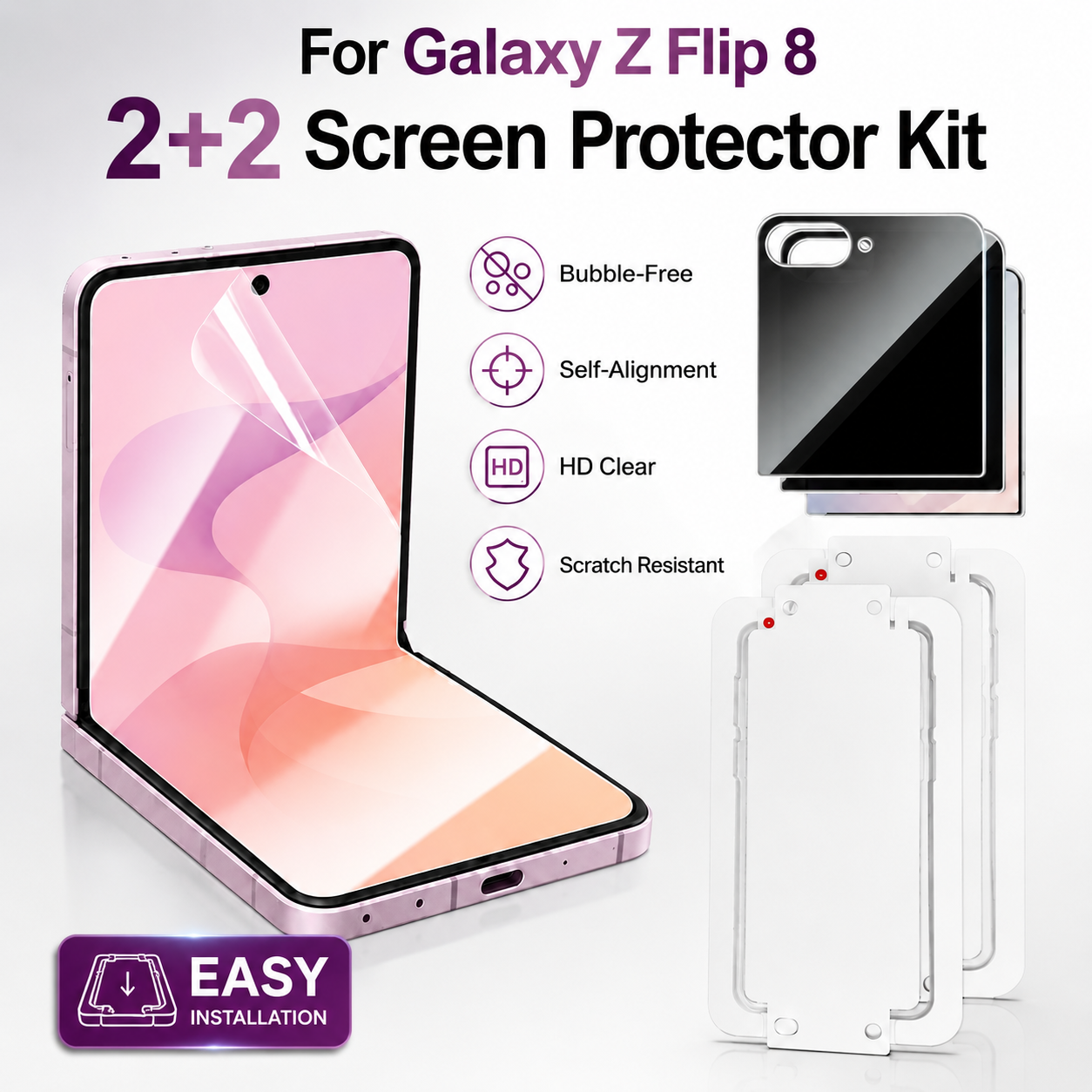 For Samsung Galaxy Z Flip 7 Easy-Install Clear & Privacy Screen Protector - image 1