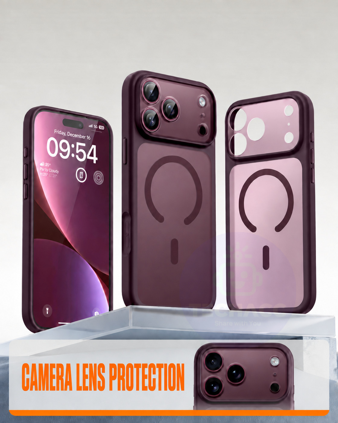 For iPhone 18 Pro Case, Compatible with MagSafe - Frosted Back and Raised Camera Frame, Case Only, Black