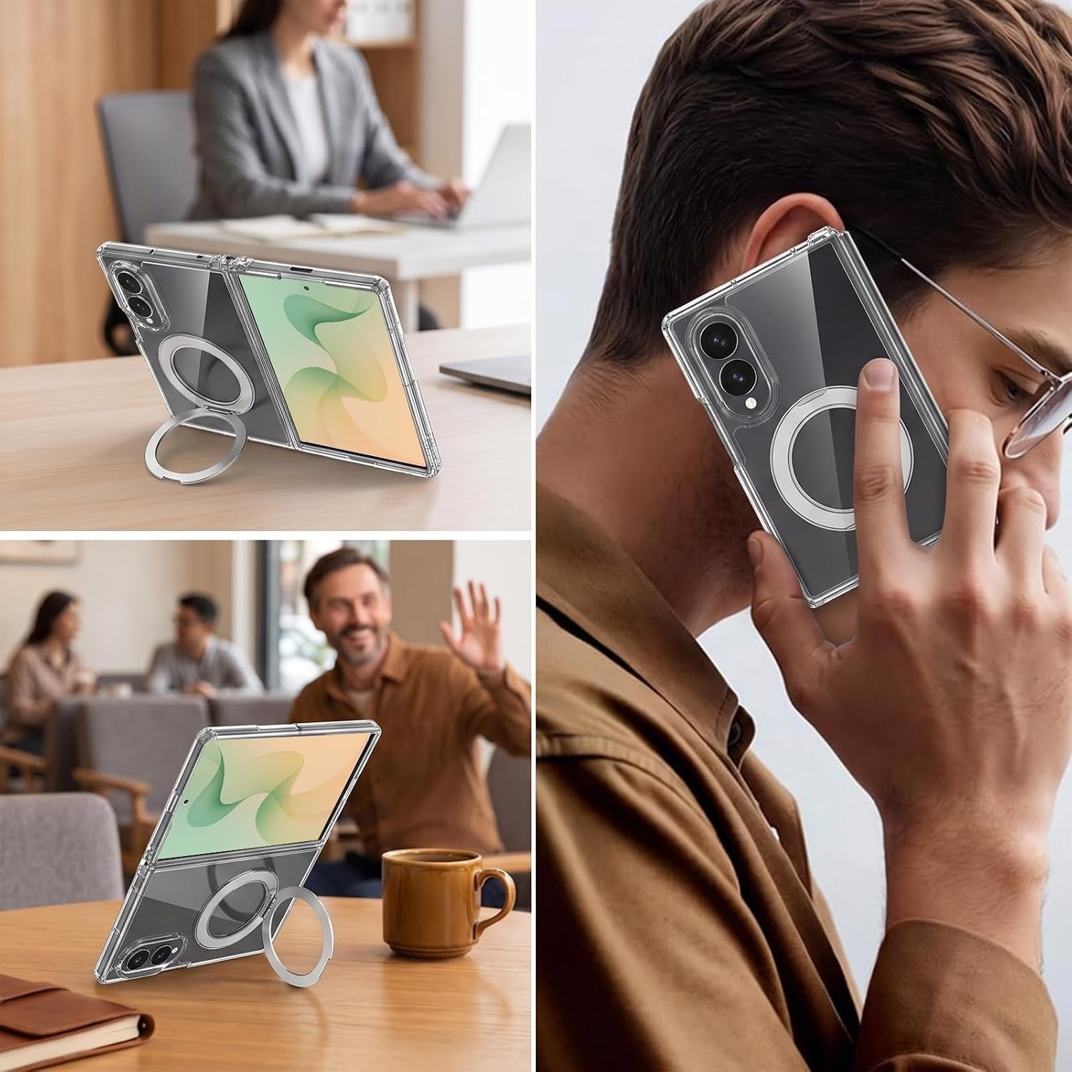 For Samsung Galaxy Z Fold 7 Clear Ring Kickstand Shockproof Case - image 7