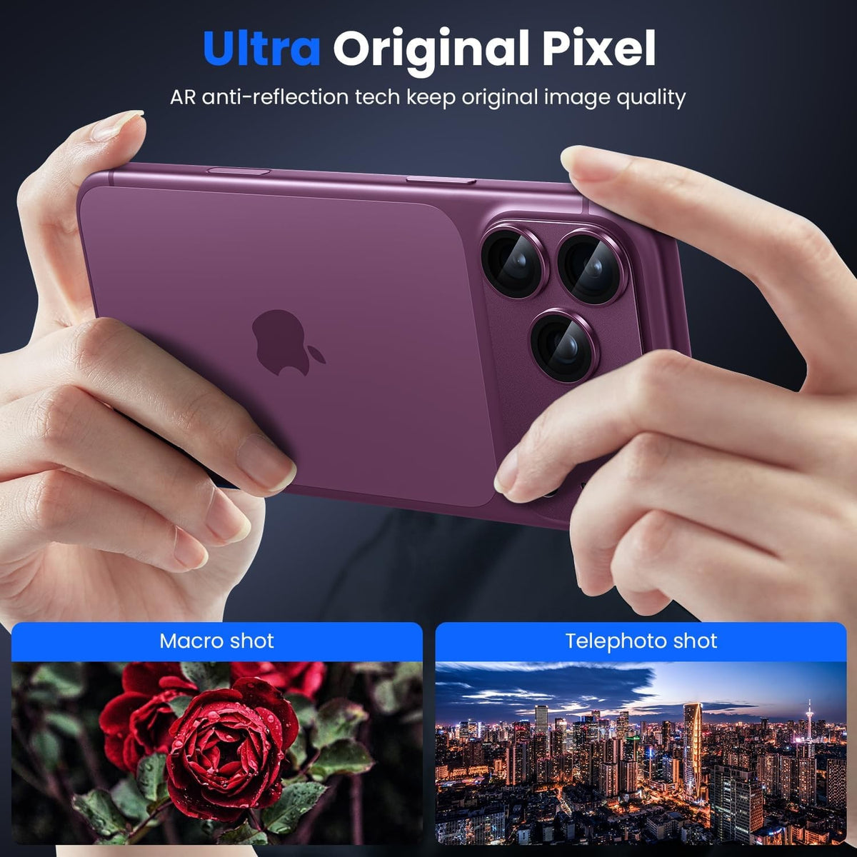 Metal and Tempered Glass Camera Lens Protector for iPhone 18 Pro - Dark Grey