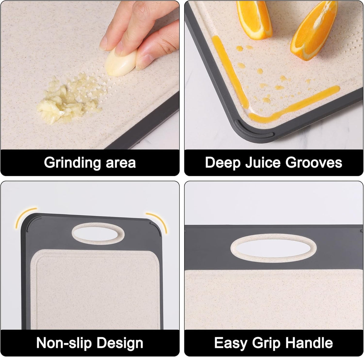 40 x 27cm Double-Sided Stainless Steel and Wheat Straw Chopping Board