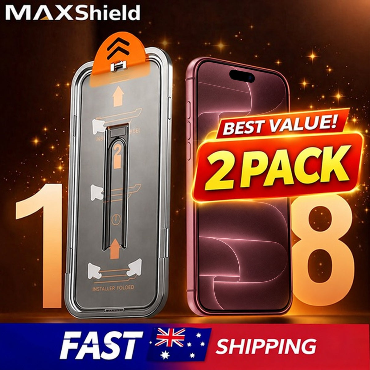 MAXSHIELD Privacy Tempered Glass Screen Protectors for iPhone 18 Pro - 2 Pack with Installation Kit