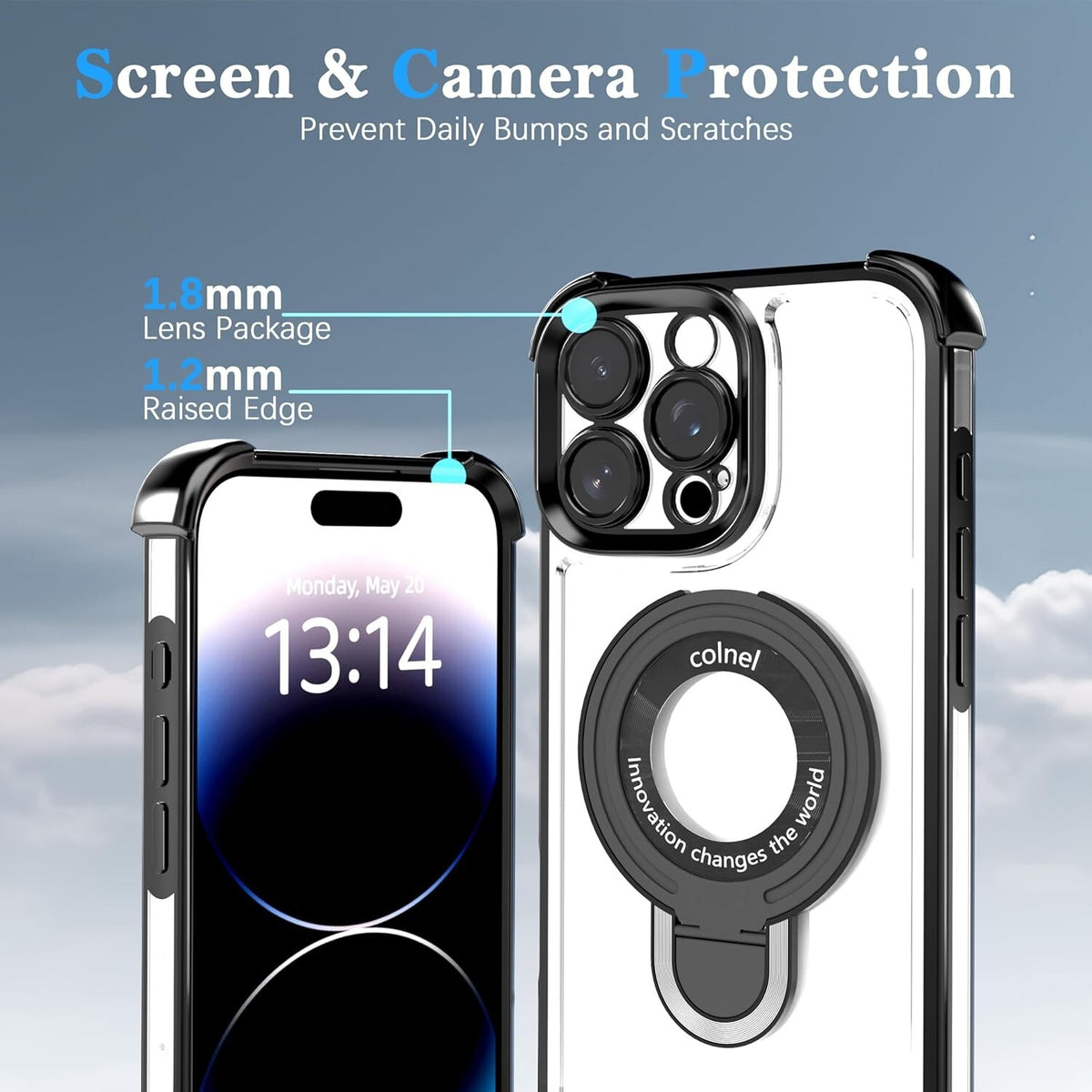 For iPhone 18 Pro Case, Compatible with MagSafe - 360-Degree Rotating Stand, Case Only, Clear