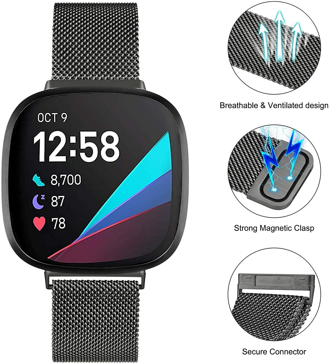 Milanese Metal Band for Fitbit Versa and Sense - image 3