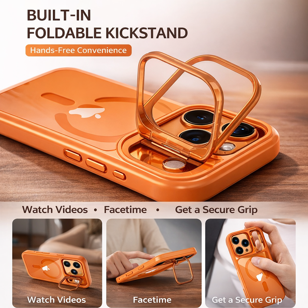 For iPhone 18 Pro Max Case, Compatible with MagSafe - Camera Frame Stand, Case Only, Red