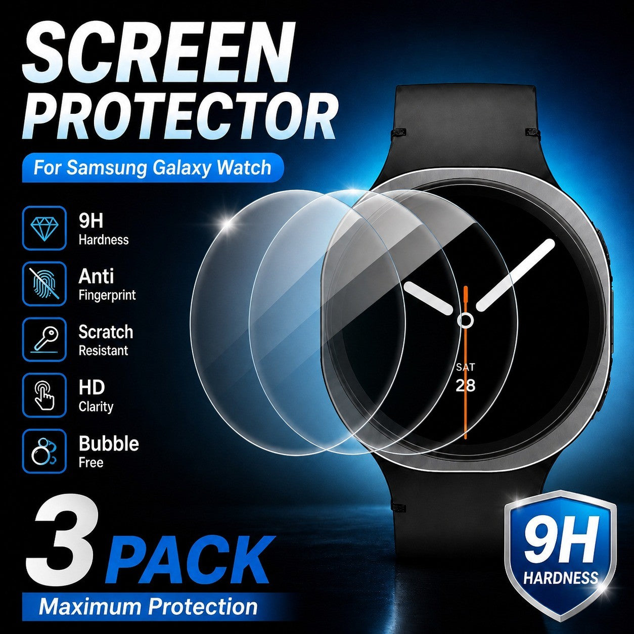 1/2/3/4 Pack Tempered Glass Screen Protectors for Samsung Galaxy Watch - image 7