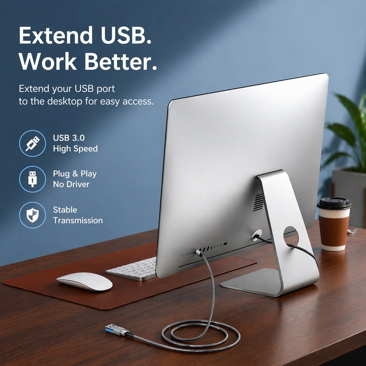 Braided USB 3.0 Extension Cable – Grey - image 5