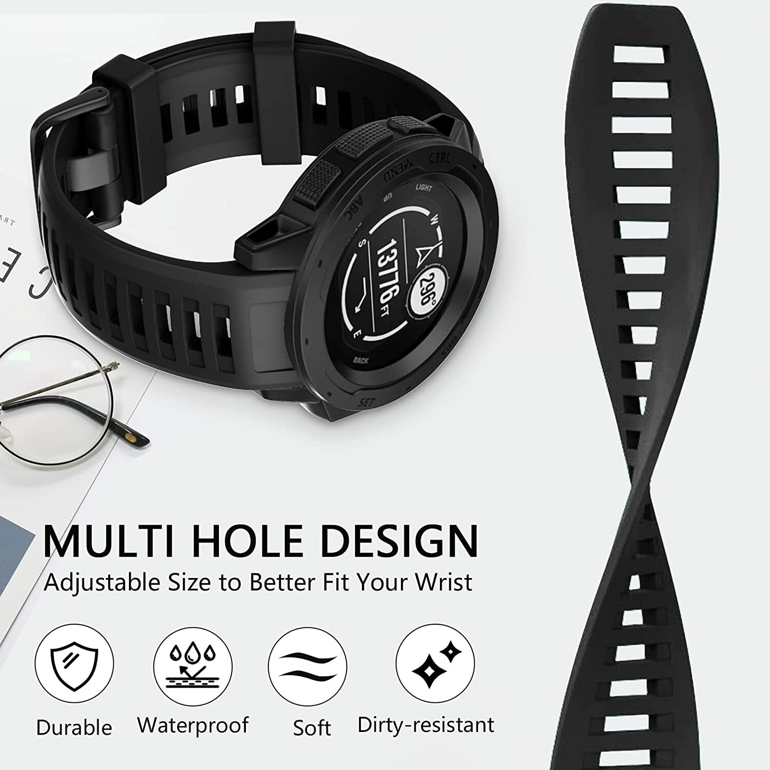 Silicone Replacement Band for Garmin Instinct - image 4