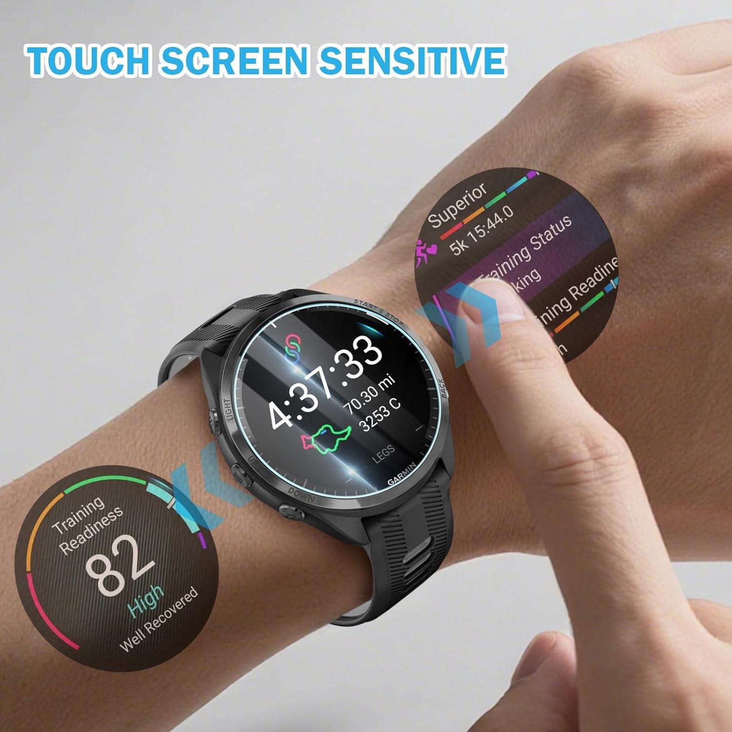 3 Pack Tempered Glass Screen Protector for Garmin Forerunner - image 6