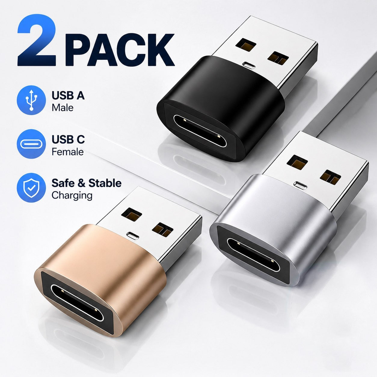 USB-A to USB-C Charging Adapter – 2 Pack - image 1