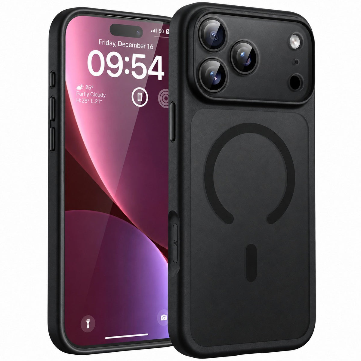 For iPhone 18 Pro Case, Compatible with MagSafe - Frosted Back and Raised Camera Frame, Case Only, Black