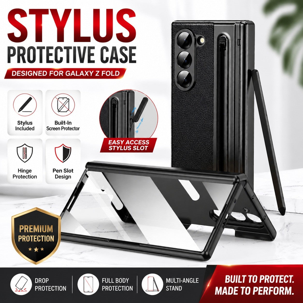 For Samsung Galaxy Z Fold 7 S Pen Holder Shockproof Case - image 1