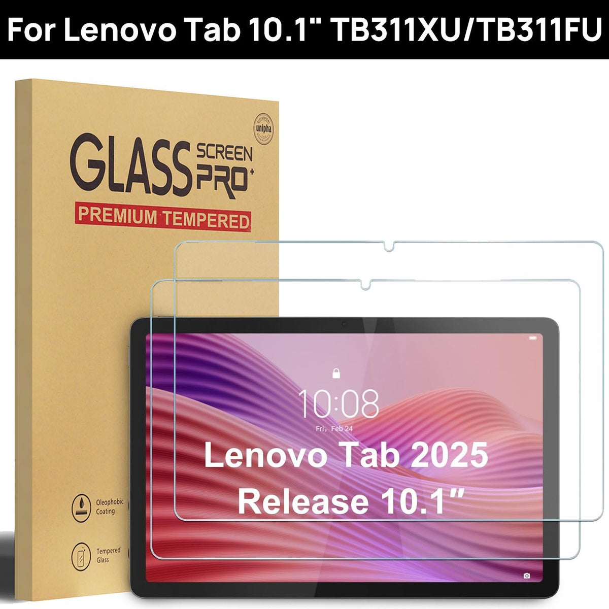 Tempered Glass Screen Protector for Lenovo Tab 10.1-inch TB311XU/TB311FU (2025) - 2 Pack