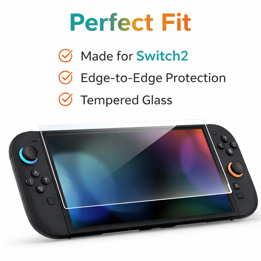 For Nintendo Switch 2 9H Tempered Glass Screen Protector - 2 Pack