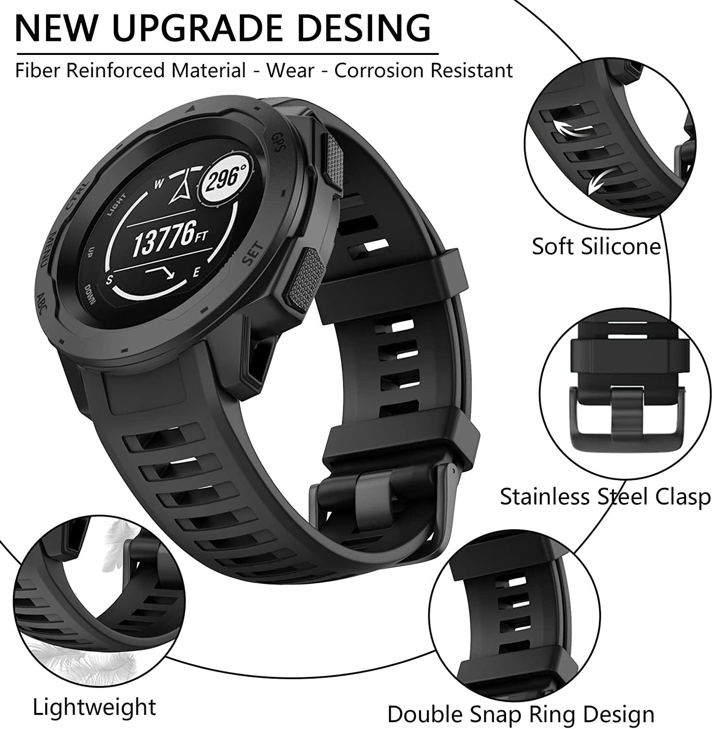 Silicone Replacement Band for Garmin Instinct - image 3