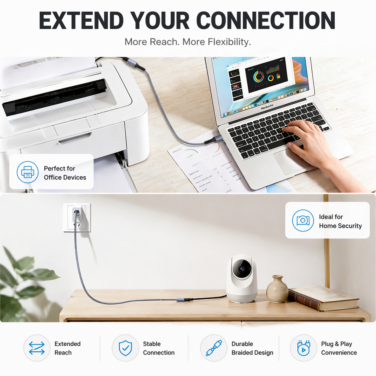 Braided USB 3.0 Extension Cable – Grey - image 7