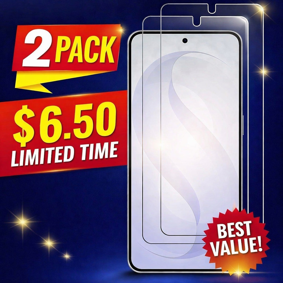 2 Pack Tempered Glass Screen Protectors for Samsung Galaxy S26 FE