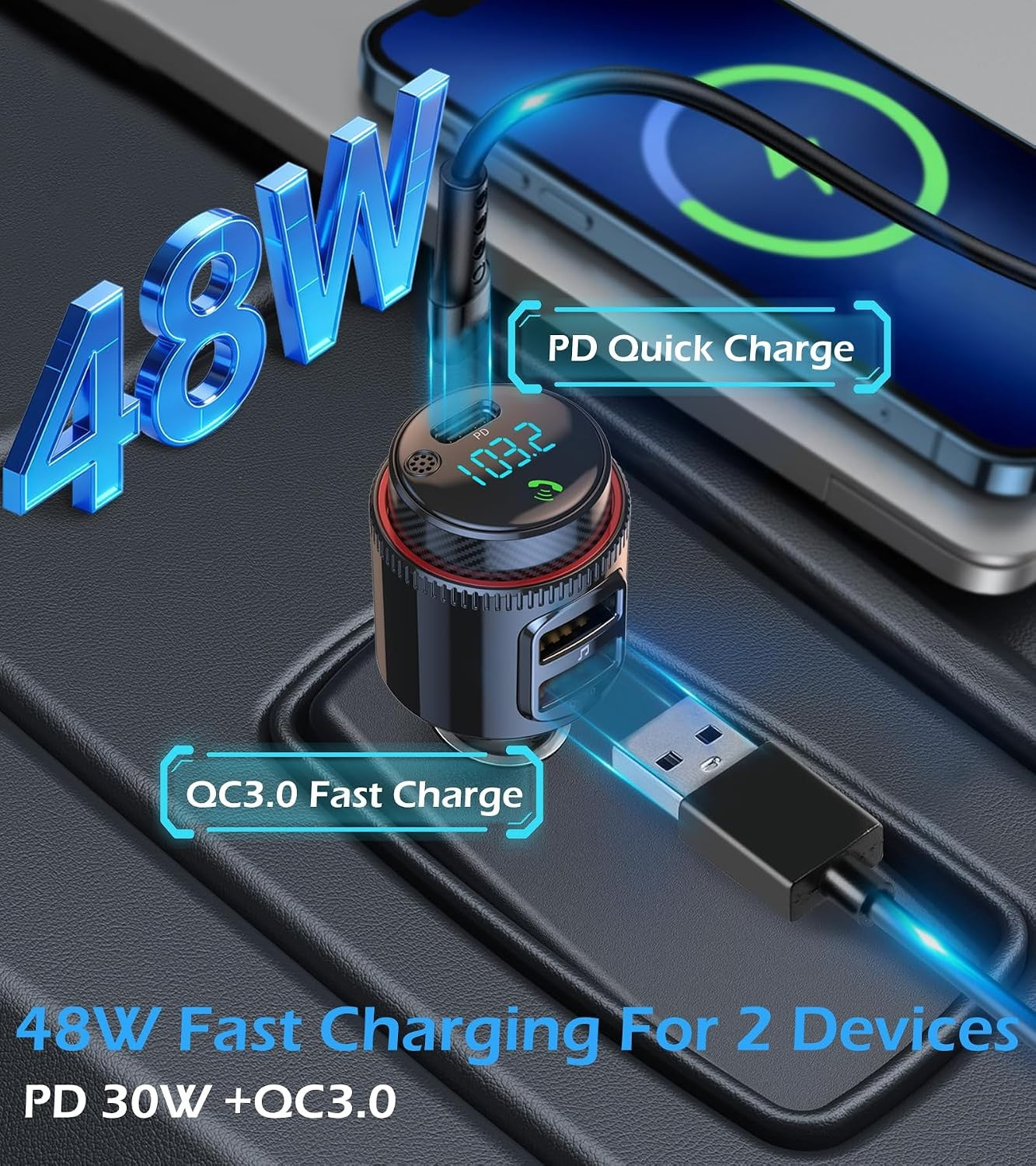 Bluetooth 5.0 FM Transmitter & Car Charger - image 3