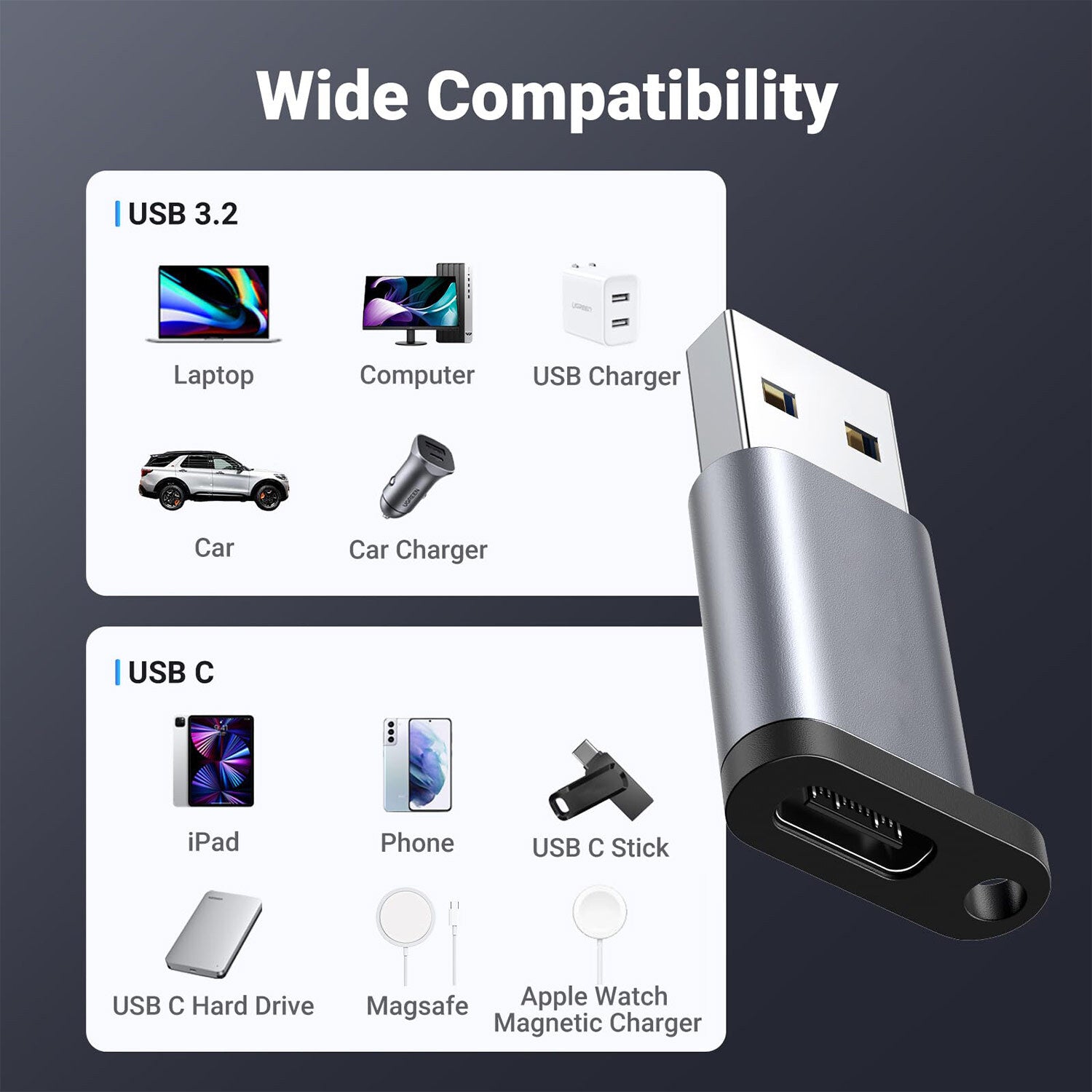 USB 3.2 to USB-C OTG Adapter – 2 Pack - image 3
