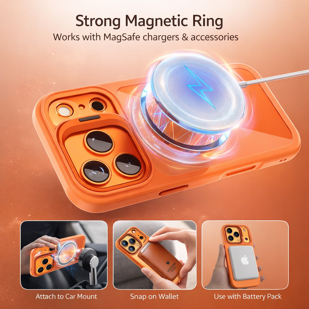 For iPhone 18 Pro Max Case, Compatible with MagSafe - Camera Frame Stand, Case Only, Red