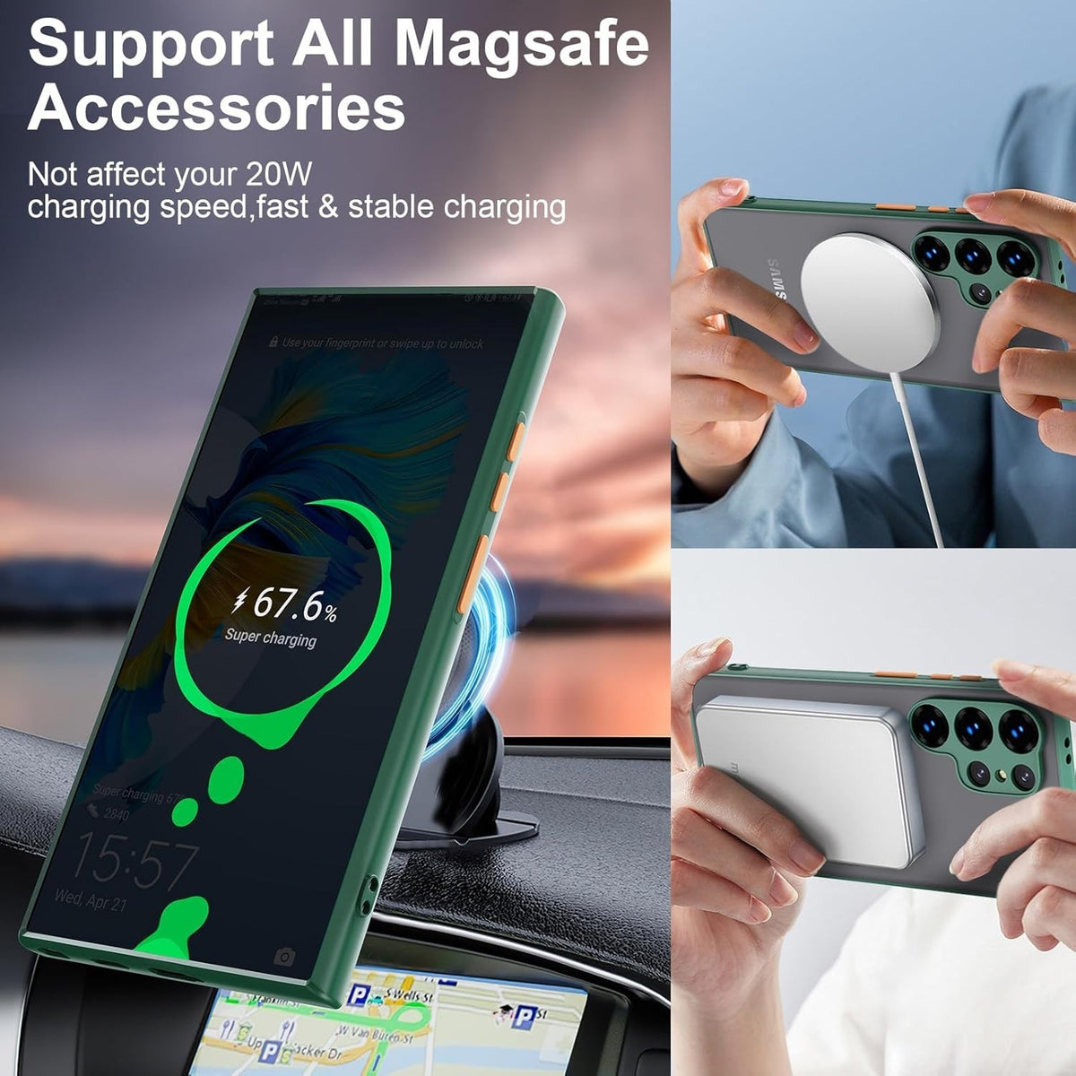 For Samsung Galaxy S25 Ultra Case, Compatible with MagSafe - Raised Edges, Case Only, Blue