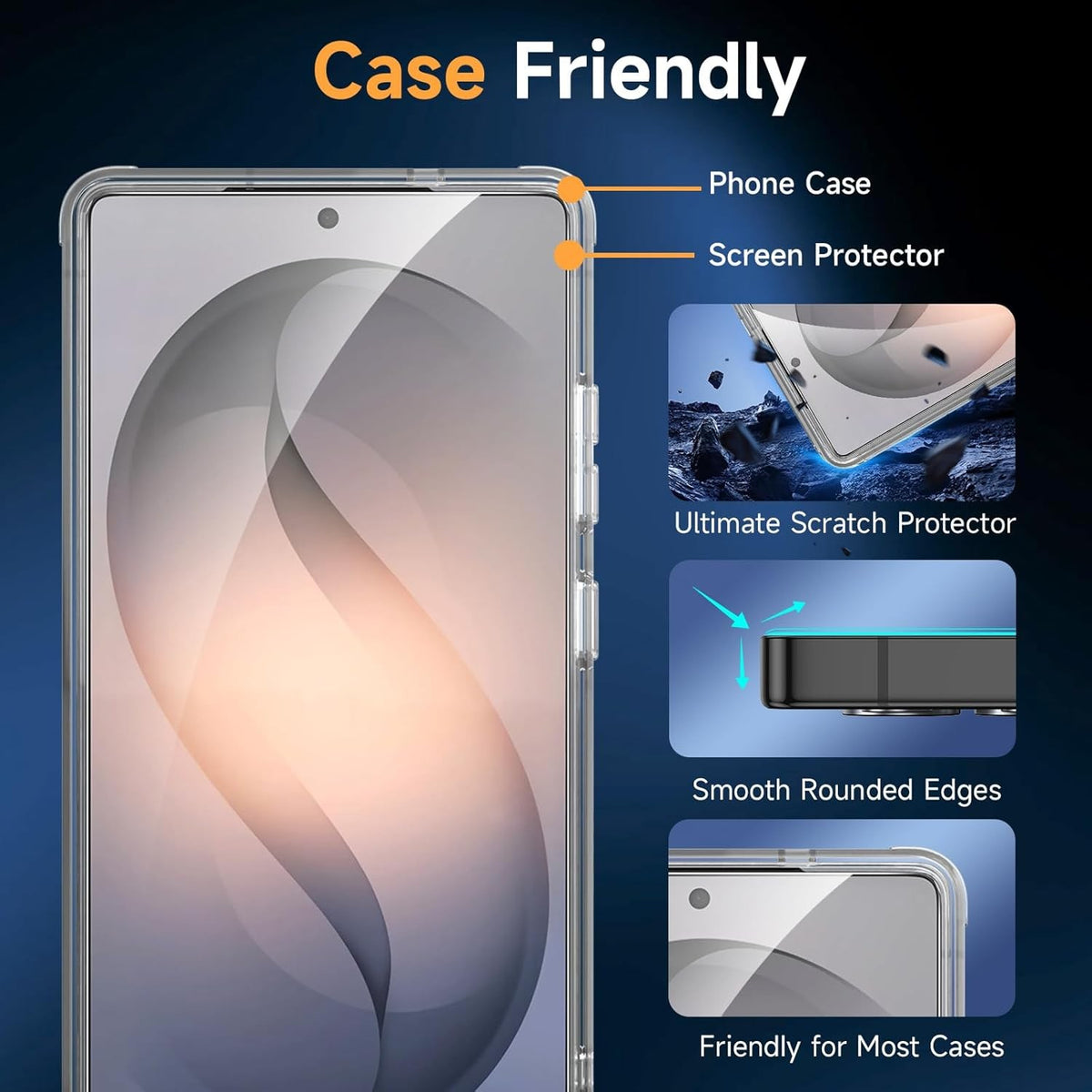 2 Pack Tempered Glass Screen Protectors for Samsung Galaxy S26 FE