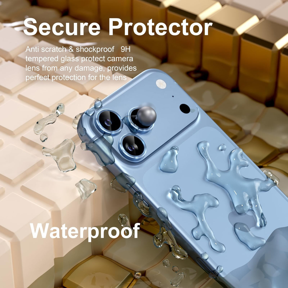 For iPhone 18 Pro Max Camera Lens Protectors, Metal Frame Tempered Glass - Silver - detail image 4