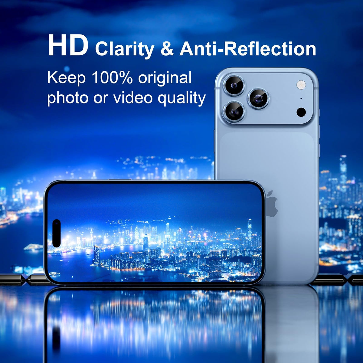 For iPhone 18 Pro Max Camera Lens Protectors, Metal Frame Tempered Glass - Silver - detail image 2