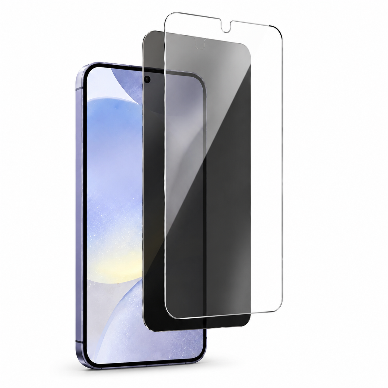 For Samsung Galaxy S24 FE Clear & Privacy Glass Screen Protector - white background main image