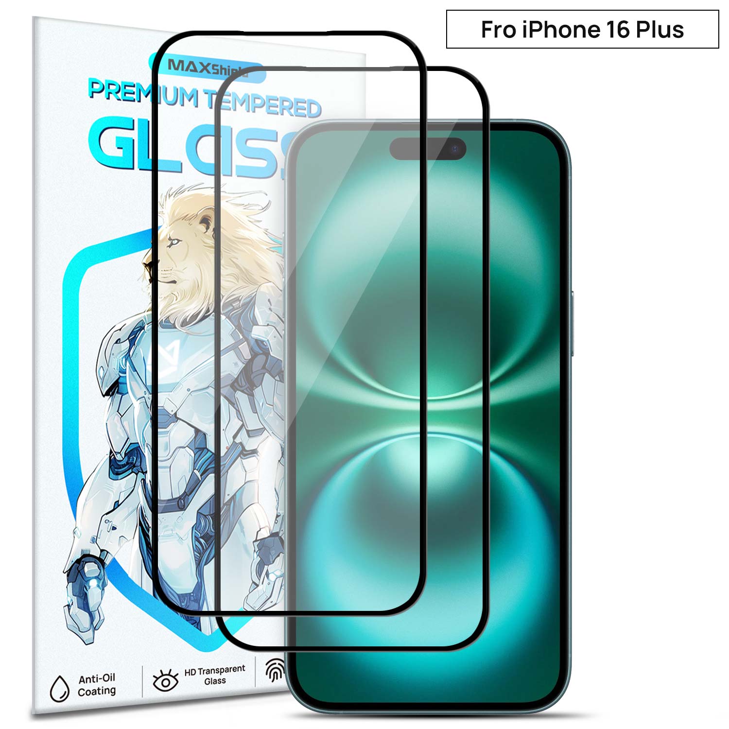 [2 Pack] MaxShield PureClear Tempered Glass Film for iPhone 16 Pro Plus Max
