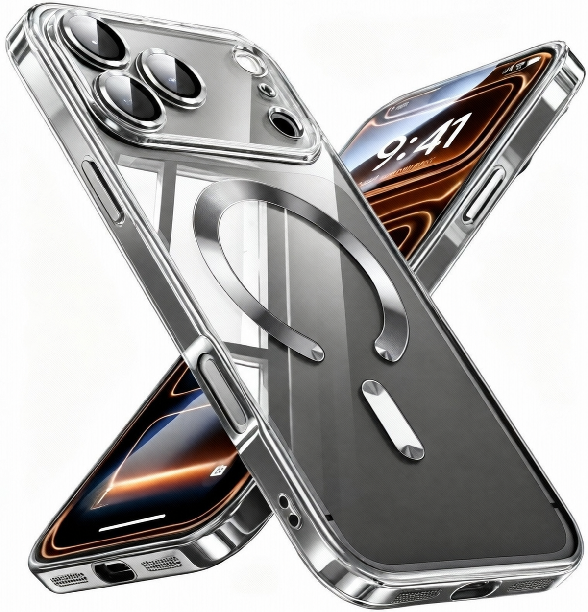For iPhone 18 Pro Max Case, Compatible with MagSafe - Shock-Absorbing Corners, Case Only, Black - Apple logo removed main image