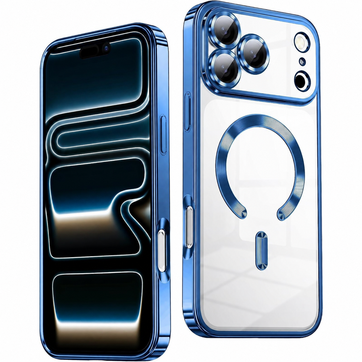 For iPhone 18 Pro Max Case, Compatible with MagSafe - Shock-Absorbing Corners, Case Only, Blue - Apple logo removed main image