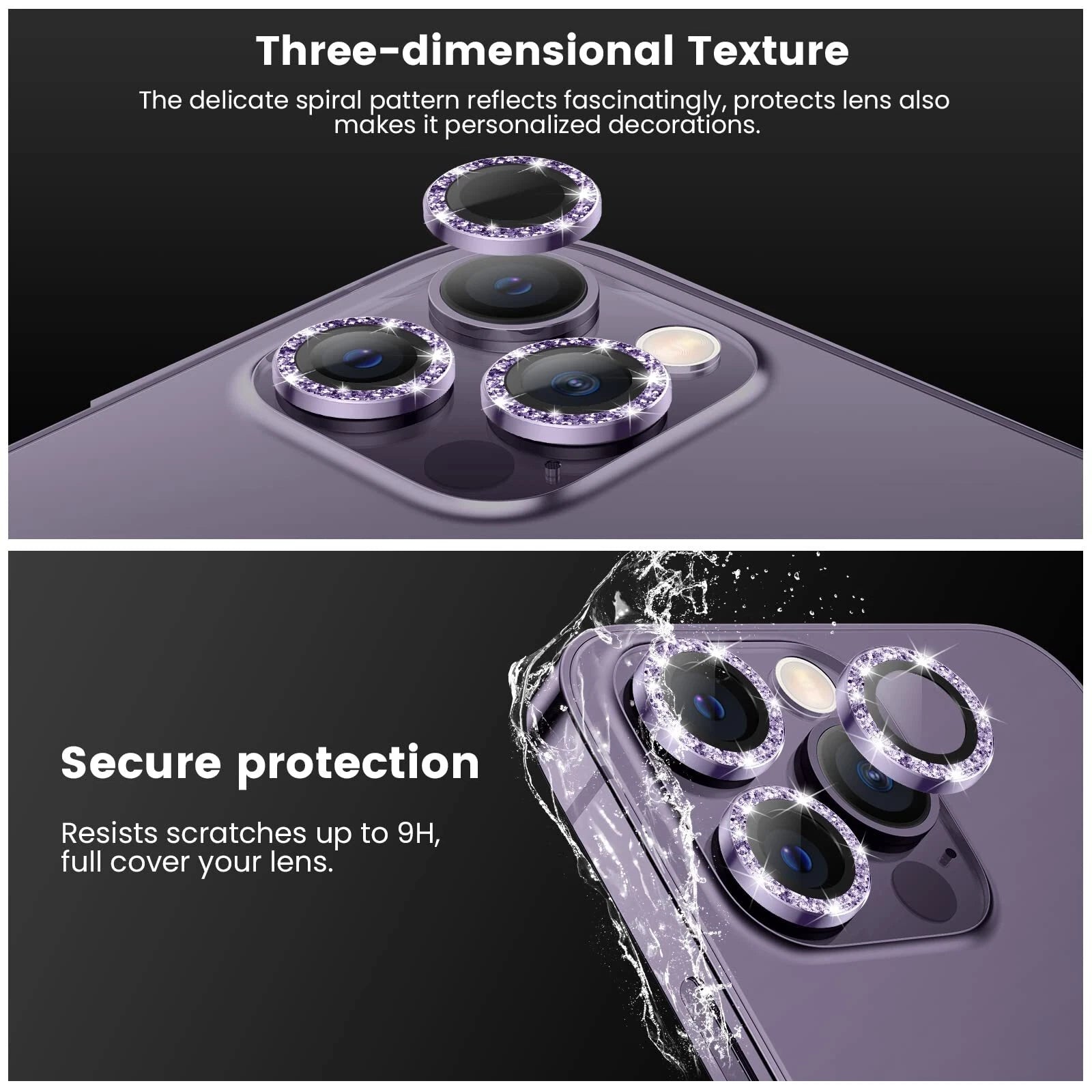 For iPhone 17 Pro Max Metal Camera Glitter Cover Glass Protector