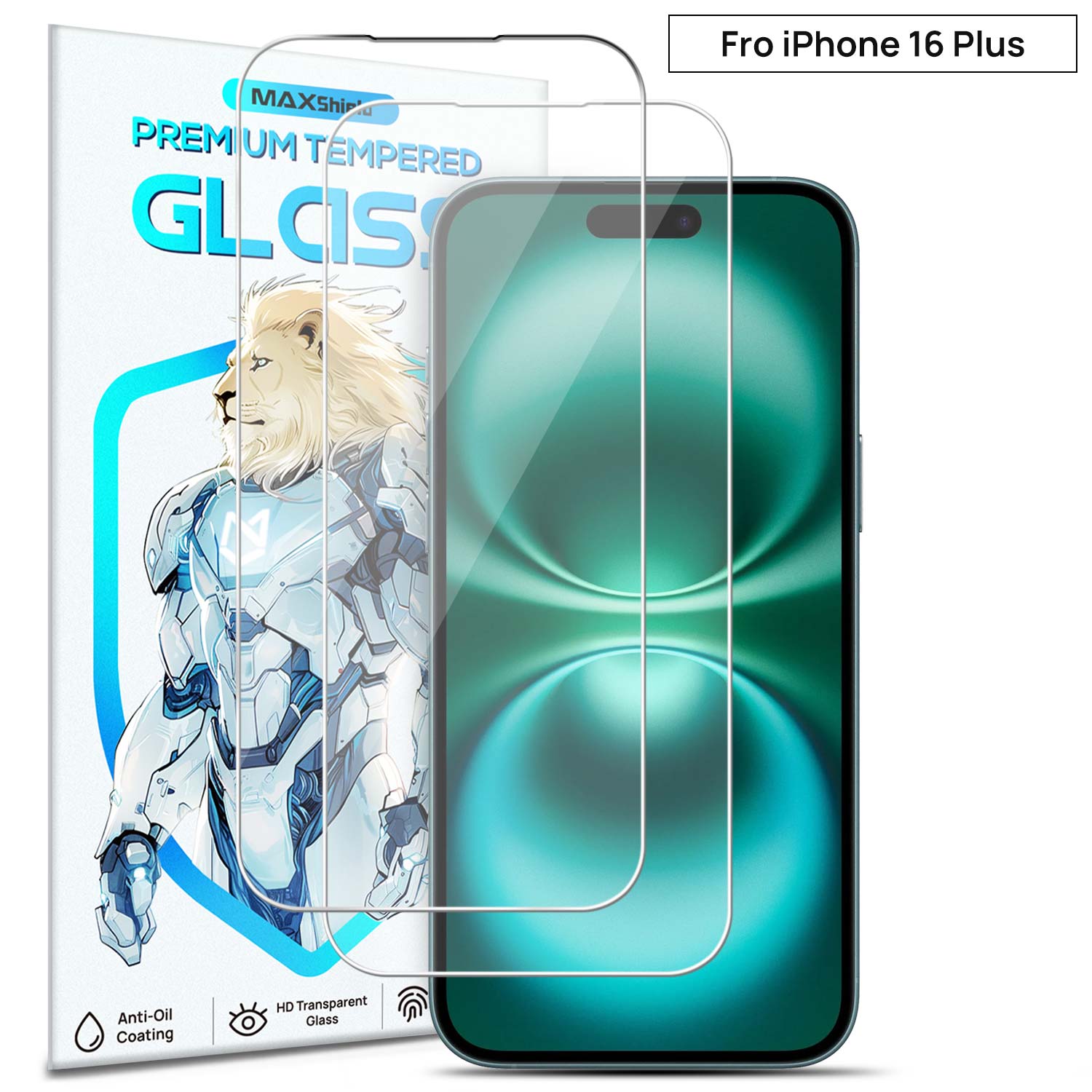 [2 Pack] MaxShield PureClear Tempered Glass Film for iPhone 16 Pro Plus Max