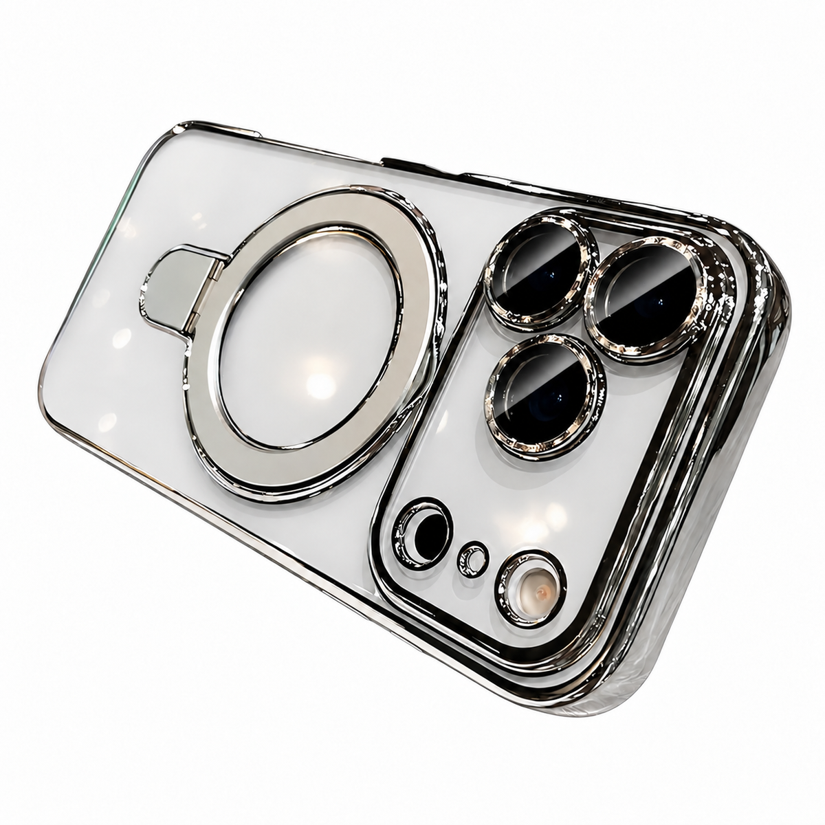 For iPhone 18 Pro Case, Compatible with MagSafe - 360-Degree Rotating Stand, Case Only, Silver - main image