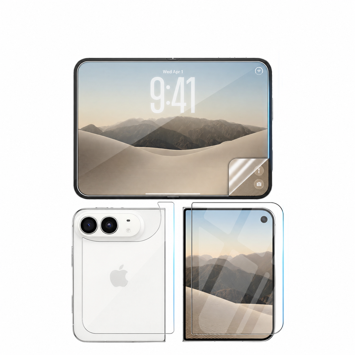 Front, Back and Inner Screen Protector Set for iPhone Duo - 3 Pieces