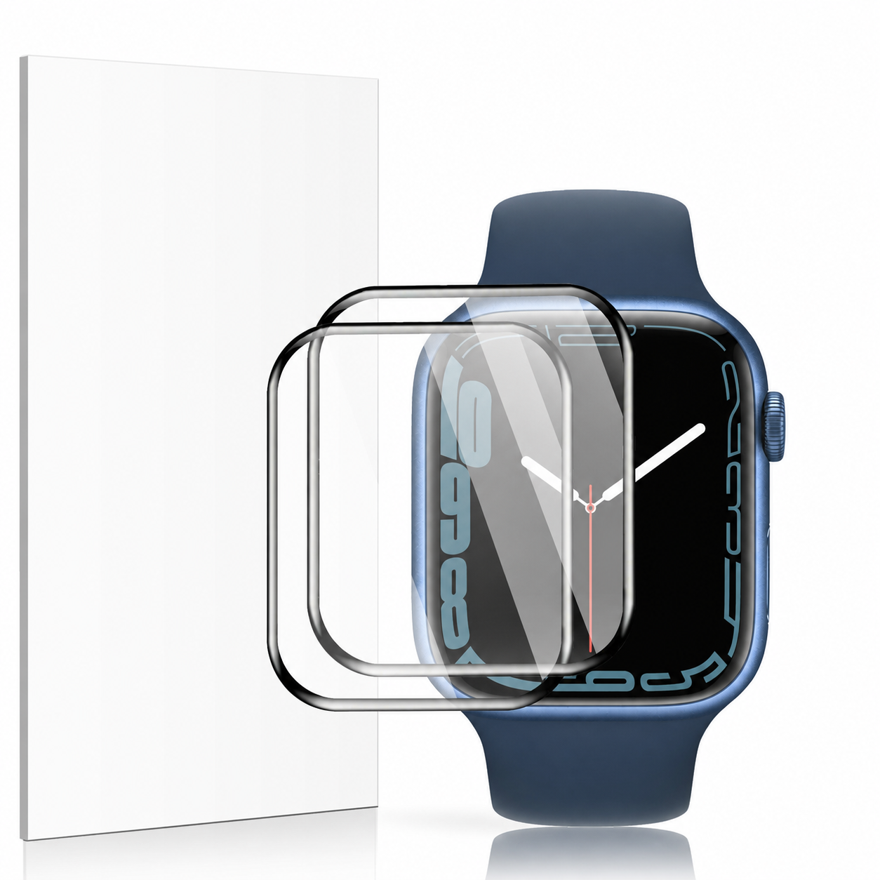 2X Fr Apple Watch 7 6 5 45/41 44/40 Glass Full Cover Case Matte Screen Protector – clean white background main image