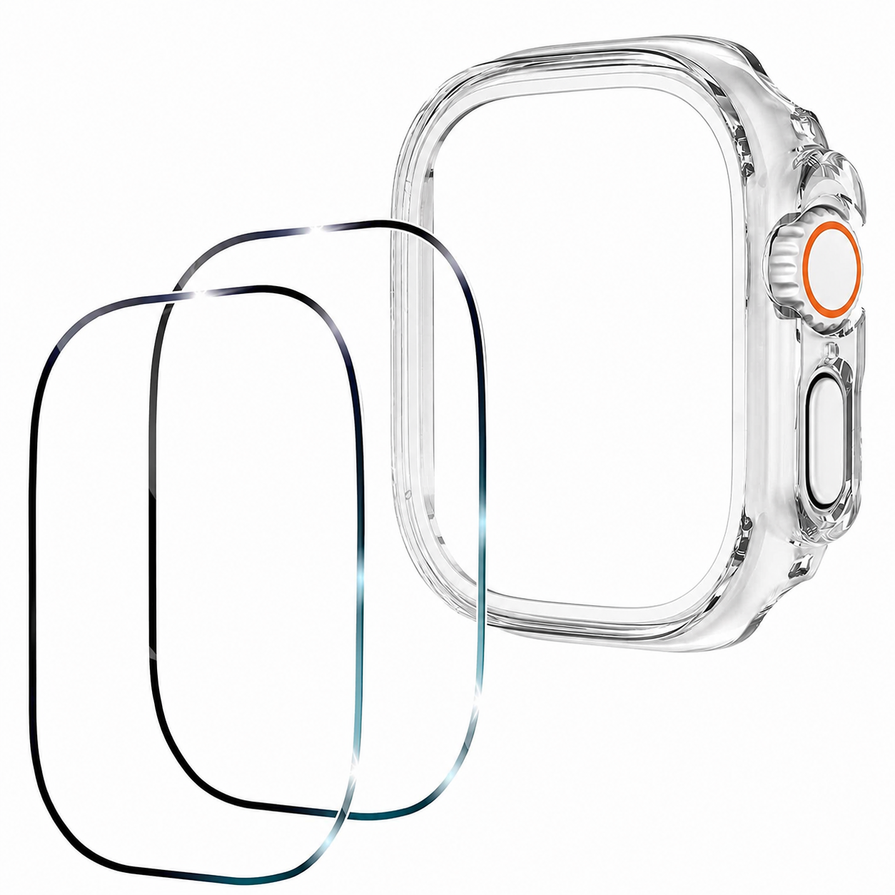 For Apple Watch Ultra 49mm 2022 Full Tempered Glass Screen Protector Case Cover – clean white background main image