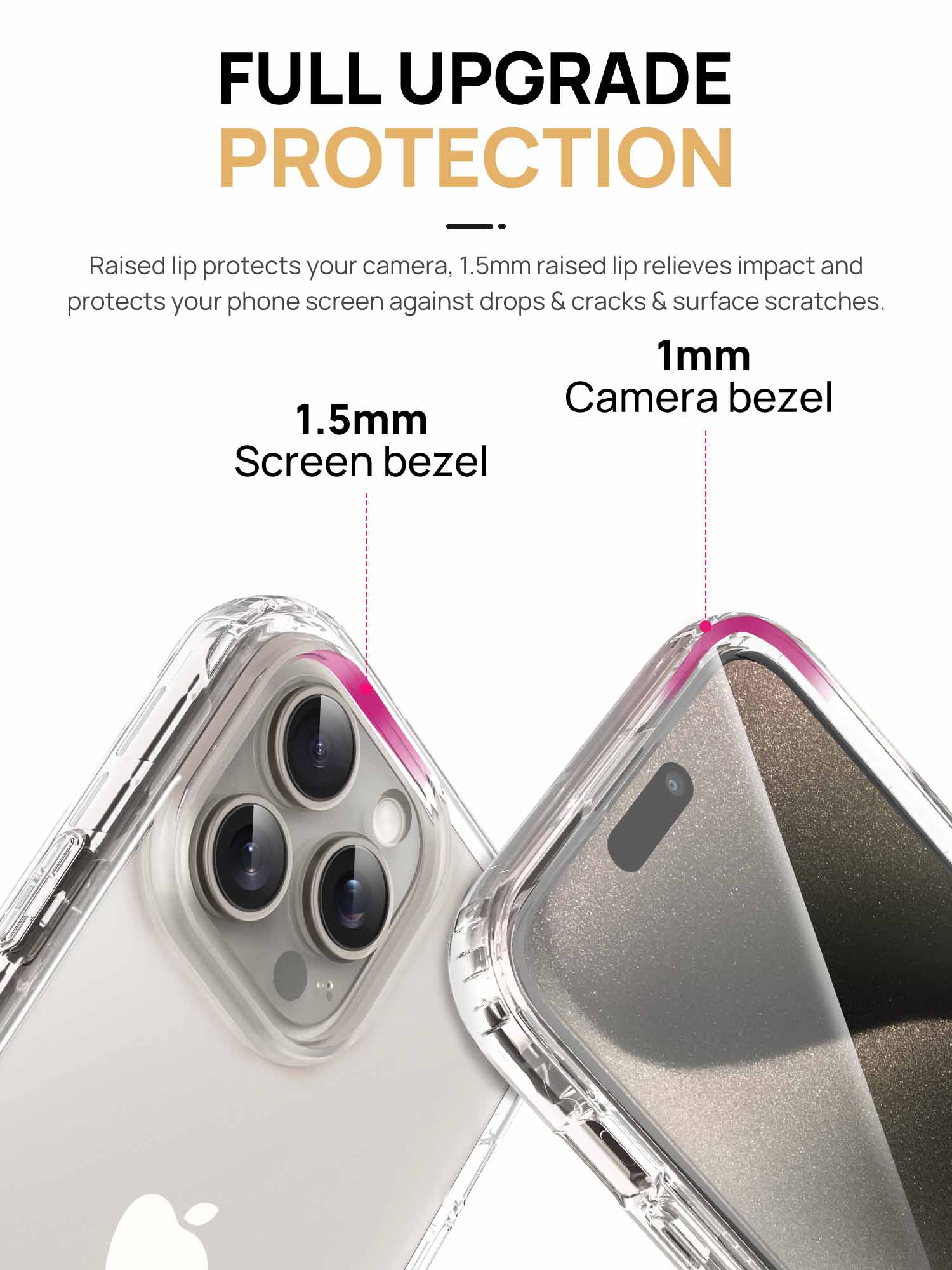 Military Grade Protection Crystal Clear iPhone 15 Series Case With Extra Front Cover