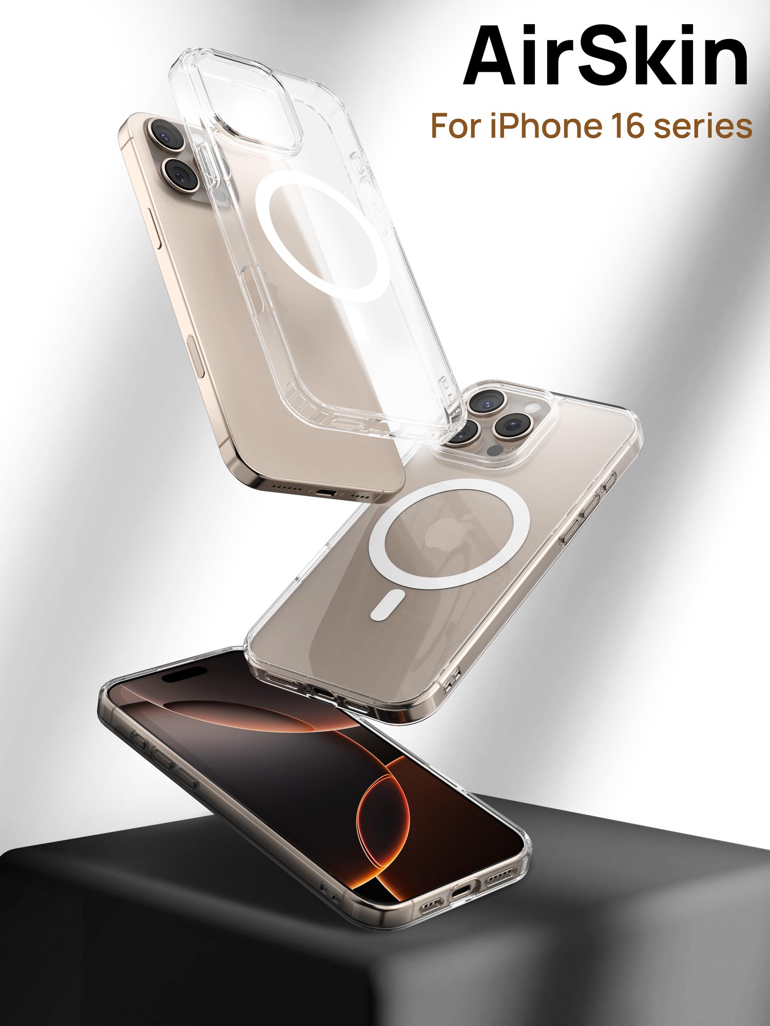 [Full Set] For iPhone 16 Pro Max  Case Clear Magsafe Shockproof Magnetic Cover