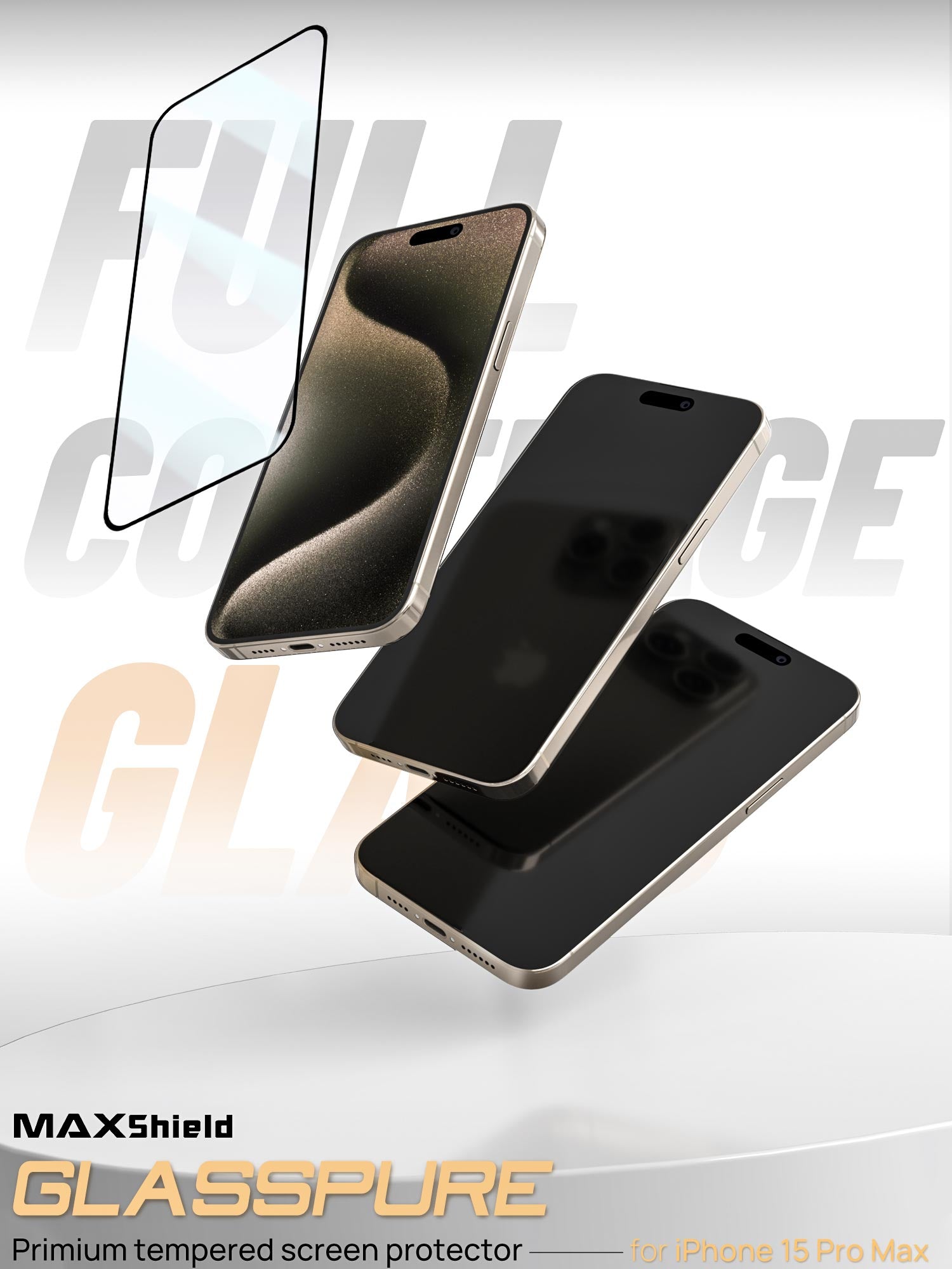 【2 Packs】MaxShield® 9H Tempered Glass iPhone 15 Series Full Screen Protector