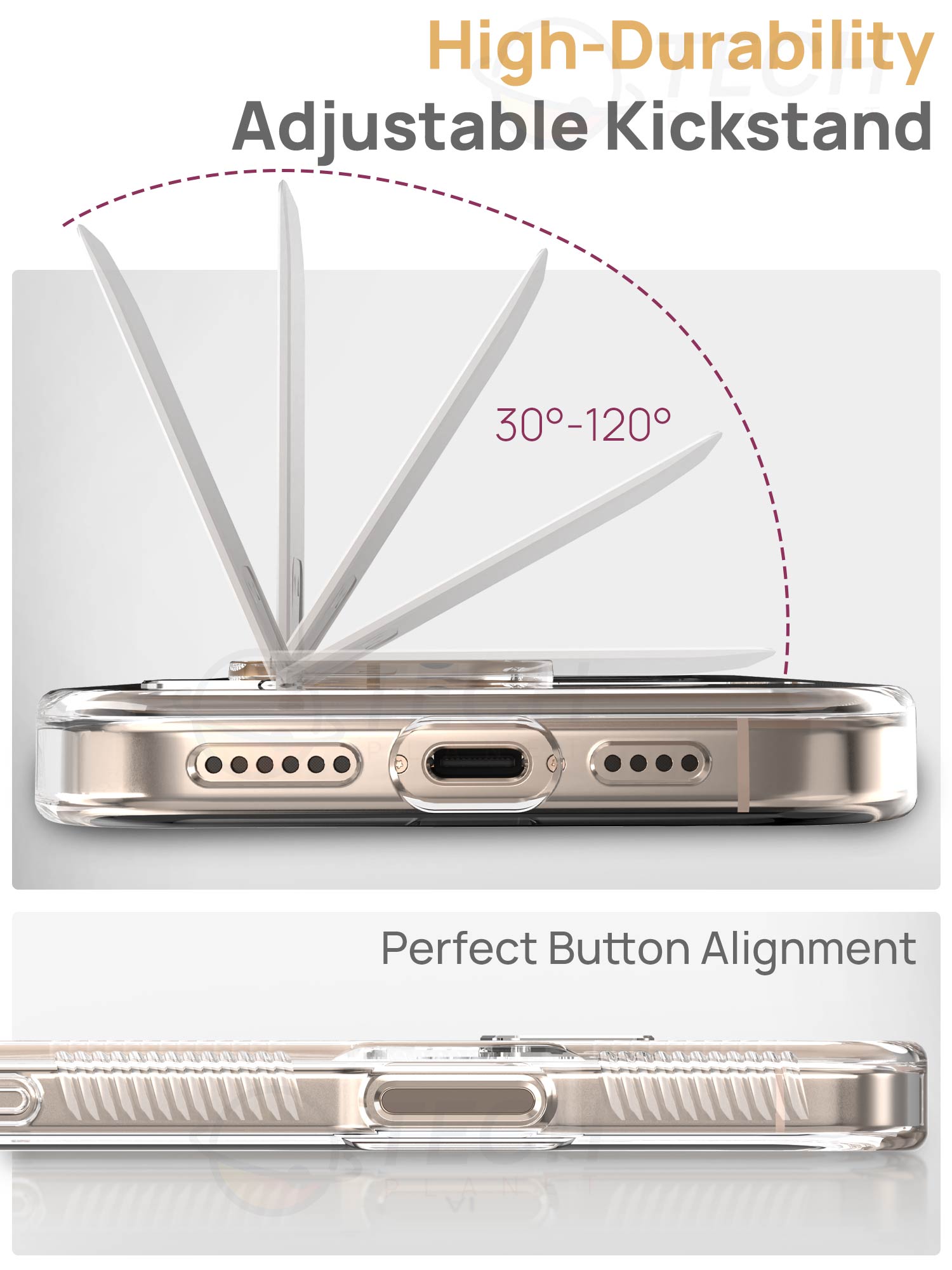 [Full Set] For iPhone 16 Pro Max Case Clear Magsafe Shockproof Kickstand Holder Cover
