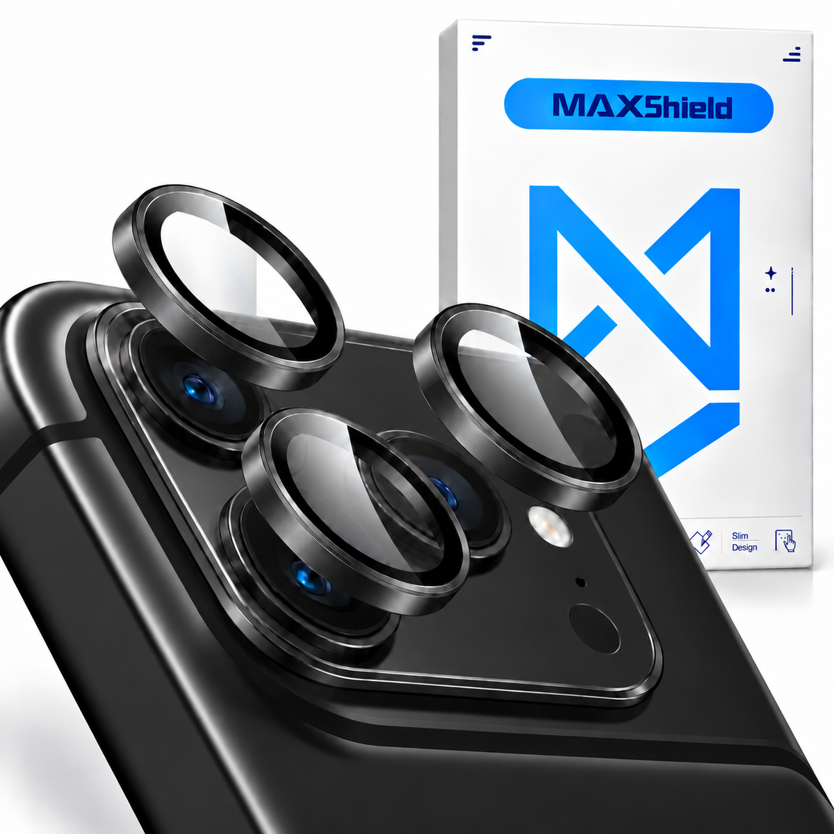 Black camera lens protector 3-pack for iPhone 18 Pro